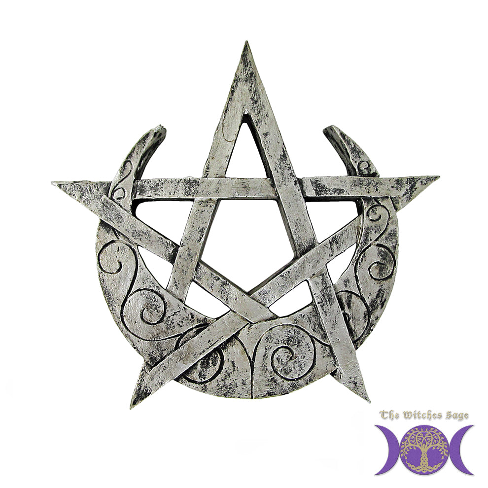 Crescent Moon Pentacle Plaque