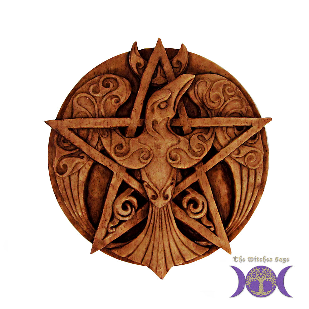 Crescent Raven Pentacle Plaque