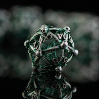 Draco Immortui Hollow Metal Dice Set - Green and Silver