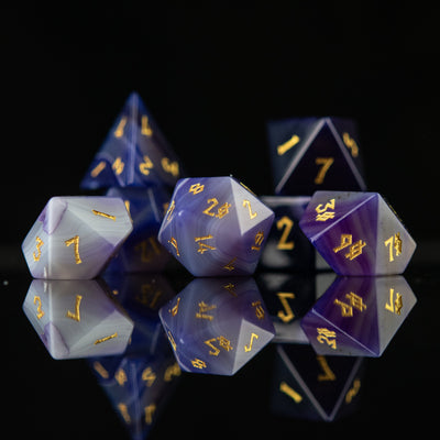 Purple Agate Stone Dice Set