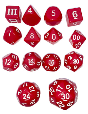 Opaque 14 Unusual DCC Dice Set - Red