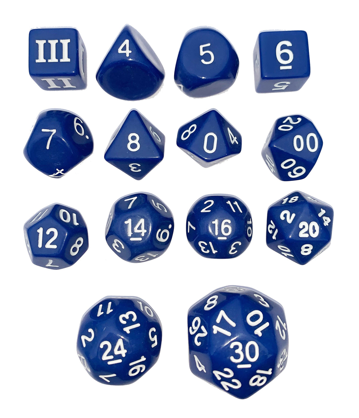 Opaque 14 Unusual DCC Dice Set - Indigo