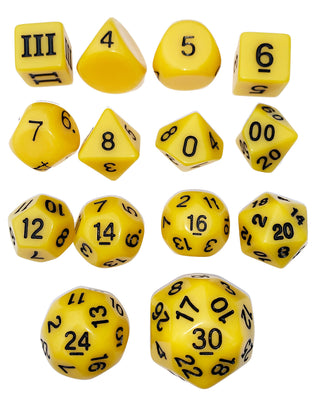 Opaque 14 Unusual DCC Dice Set - Yellow