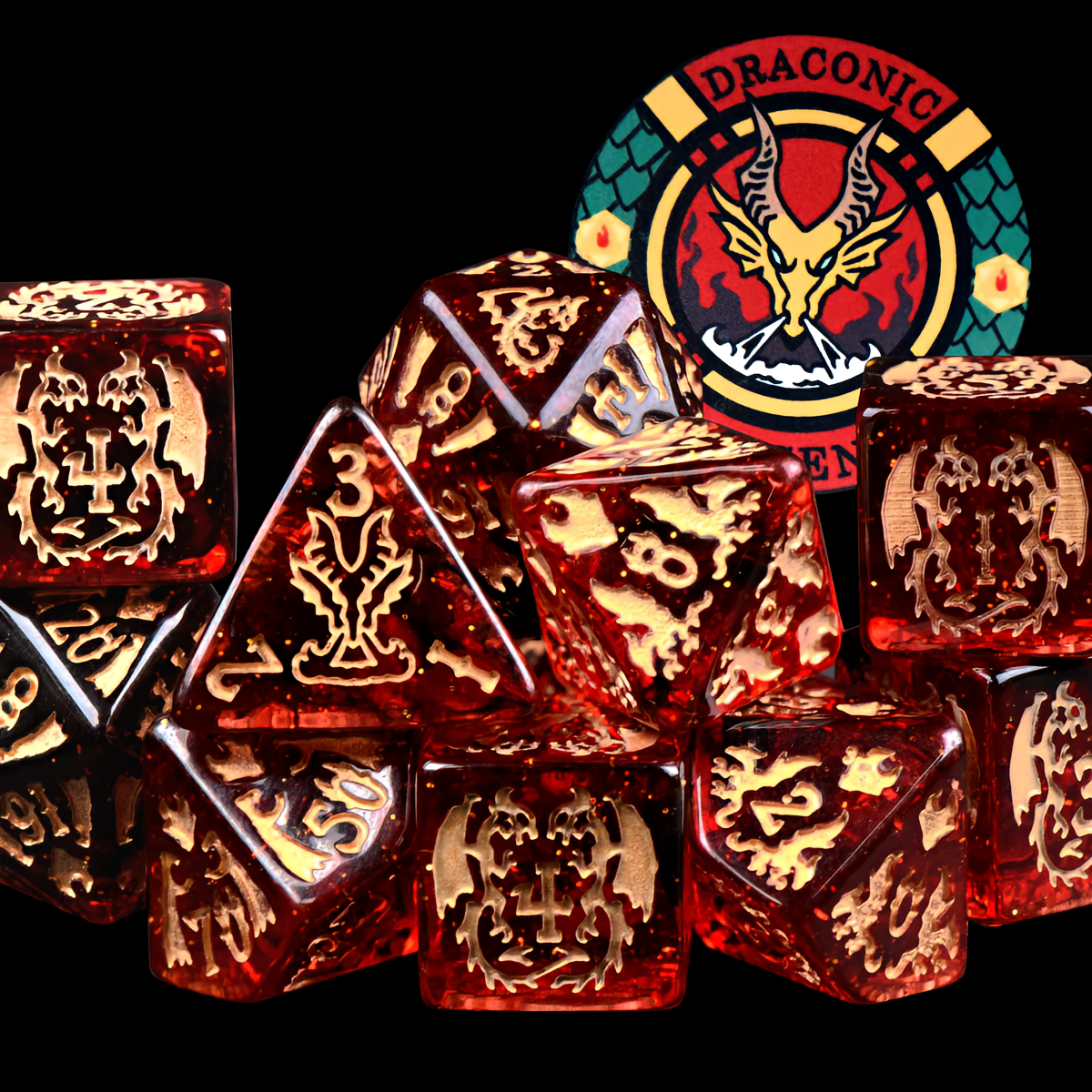Draconic Descent Dice Set | Dragon D&D Dice by Revenant Foundry