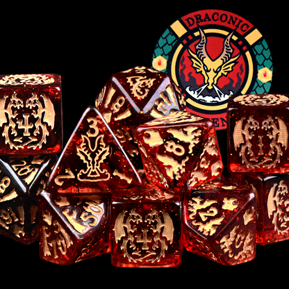 Draconic Descent Dice Set | Dragon D&D Dice by Revenant Foundry