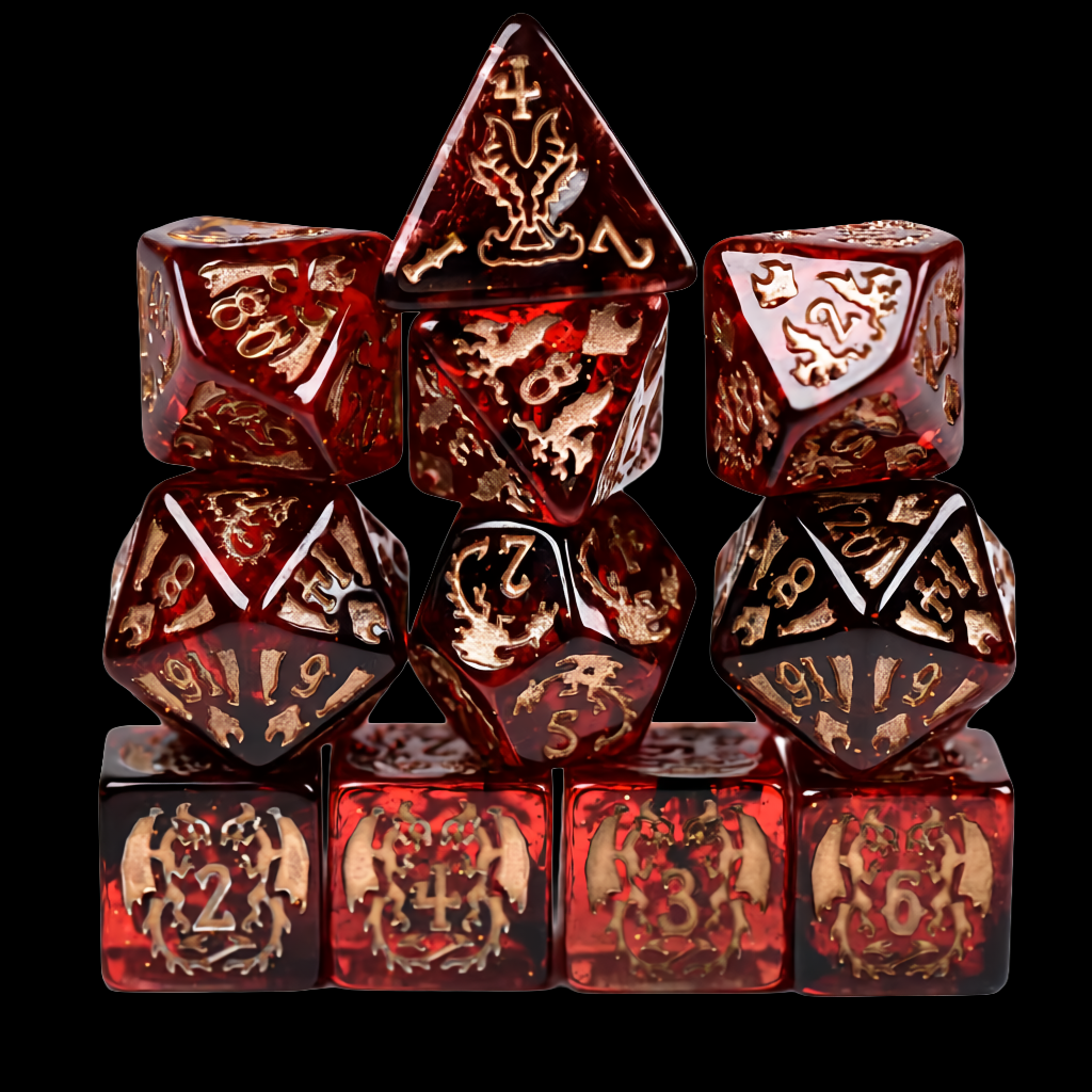 Draconic Descent Dice Set | Dragon D&D Dice by Revenant Foundry