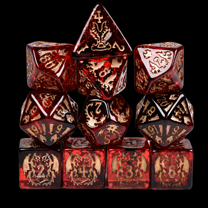 Draconic Descent Dice Set | Dragon D&D Dice by Revenant Foundry