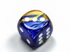 Gemini® 30mm w/pips Blue-Gold/white d6 Dice (sold per die)