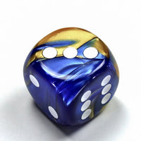 Gemini® 30mm w/pips Blue-Gold/white d6 Dice (sold per die)