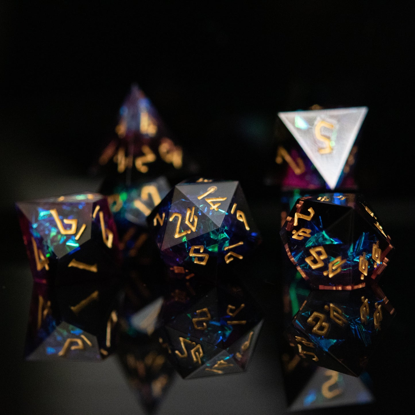 Disenchanted Sharp-Edged Resin Dice Set – 7-Piece Polyhedral RPG Dice