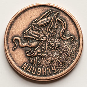 Naughty or Nice Decision Maker - Krampus and Santa Copper Coin