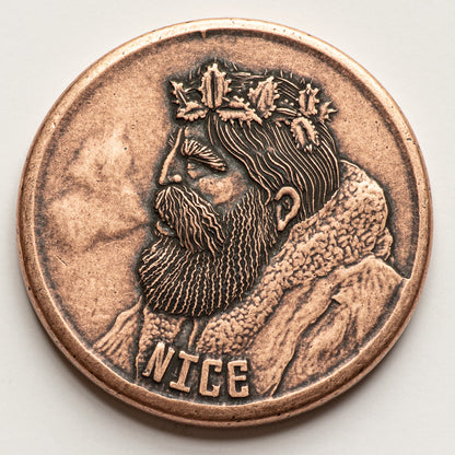 Naughty or Nice Decision Maker - Krampus and Santa Copper Coin