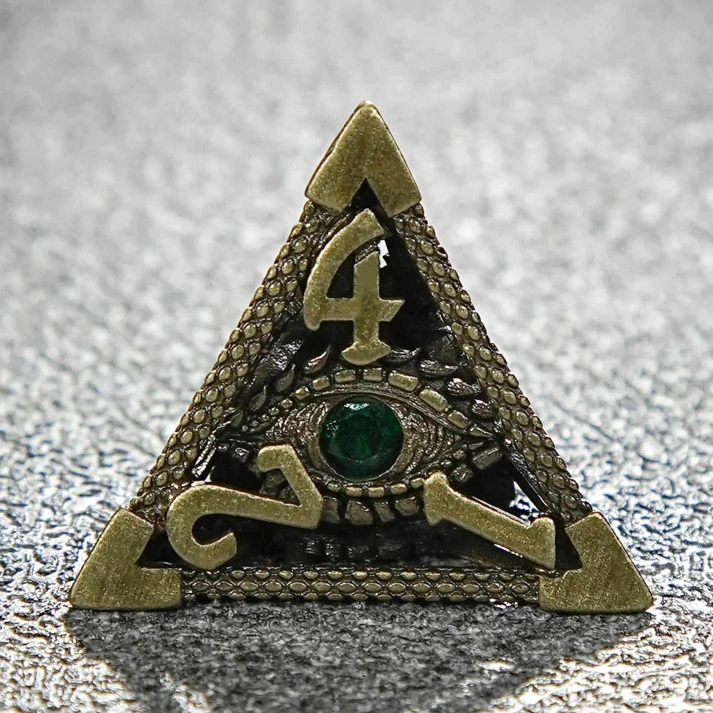 Bronze Emerald Dragon Eye Hollow Metal DND Dice Set