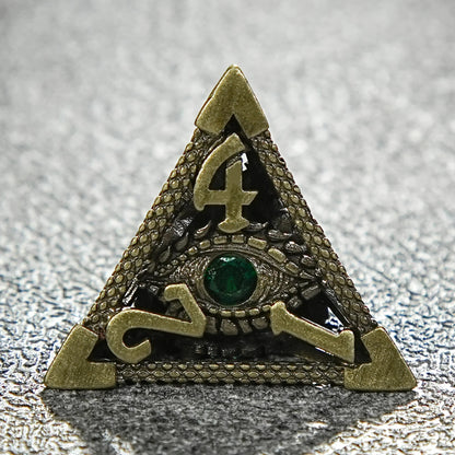 Bronze Emerald Dragon Eye Hollow Metal DND Dice Set