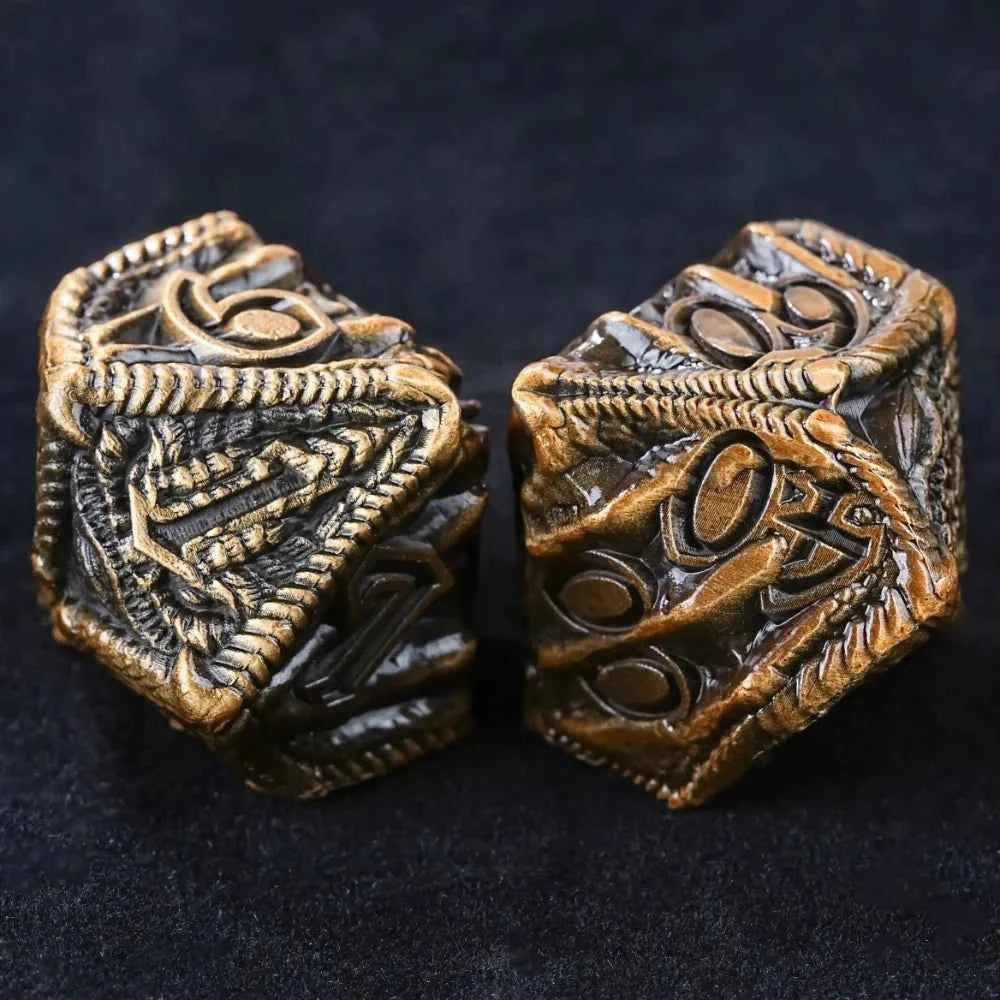 DND Epic Fantasy Metal Dragon Head Dice Set