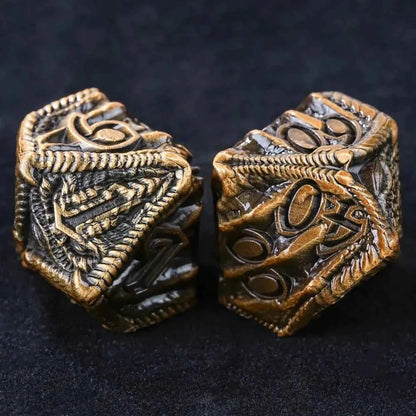 DND Epic Fantasy Metal Dragon Head Dice Set