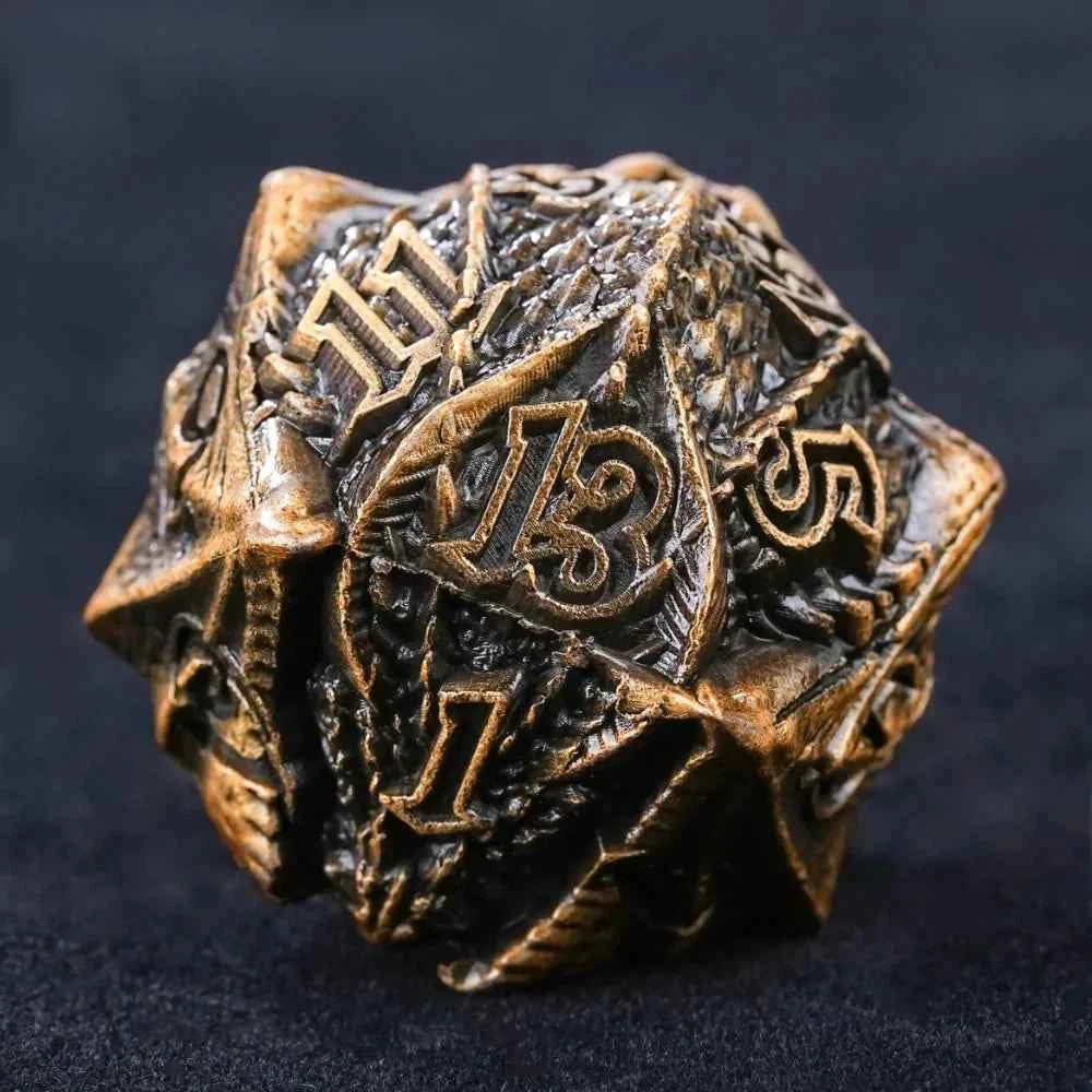 DND Epic Fantasy Metal Dragon Head Dice Set