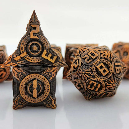 UFO Elements - Solid Metal DND Dice Set Ancient Gold