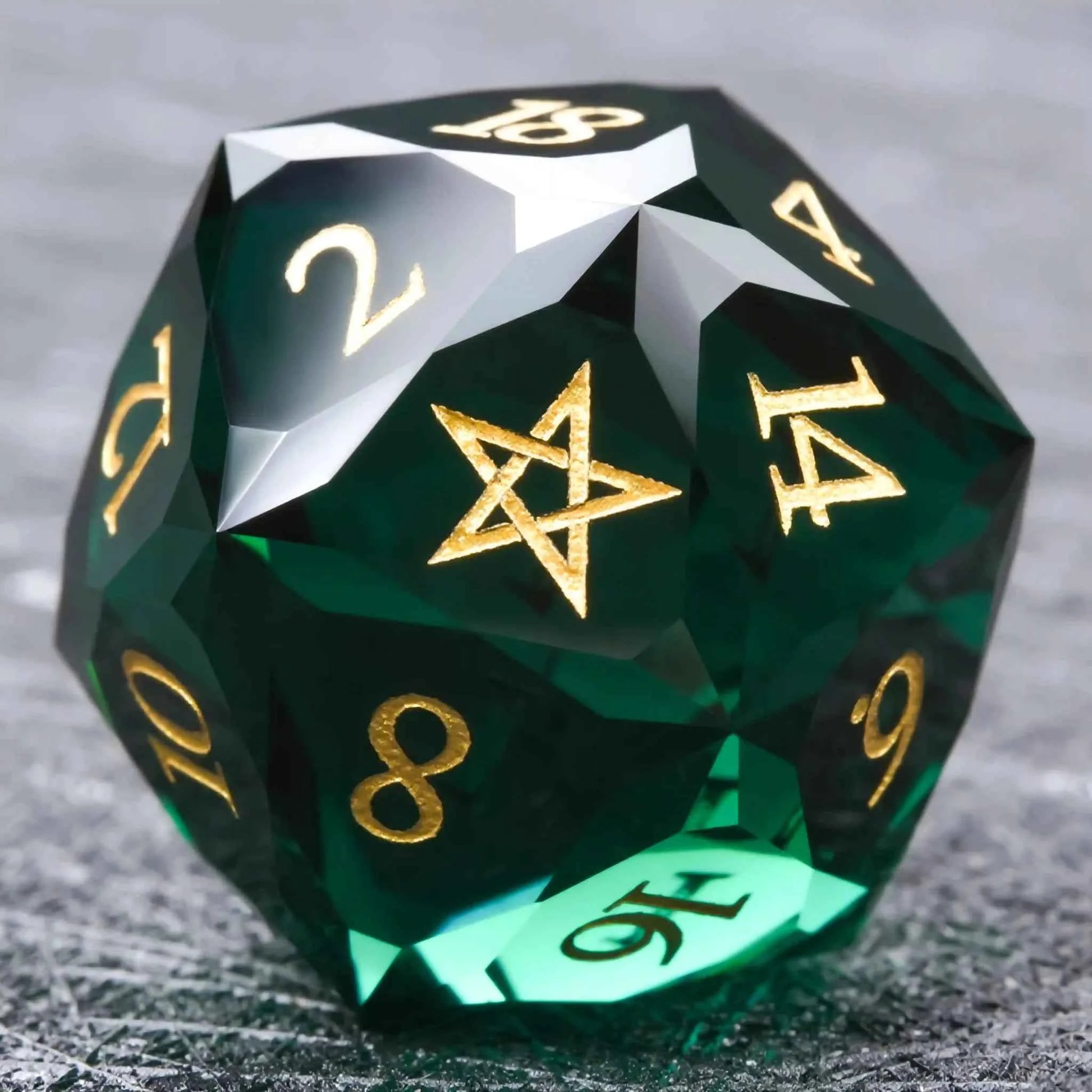 Bear Dice DND Multi-Sided Engraved Glass Gemstone Dice Set