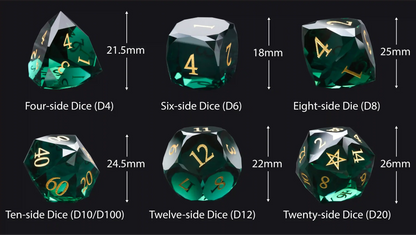 Bear Dice DND Multi-Sided Engraved Glass Gemstone Dice Set