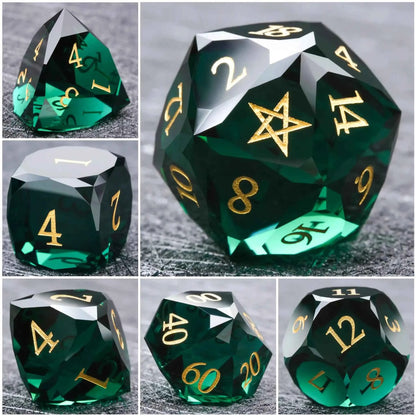 Bear Dice DND Multi-Sided Engraved Glass Gemstone Dice Set