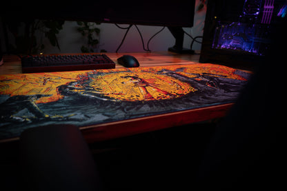 "Golden Aura" — Rust Deskmat