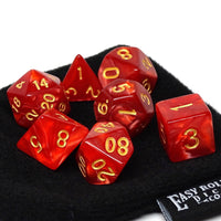 Crimson Marble Dice Collection - 7 Piece Set