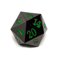 35mm Over Sized Gunmetal Green D20 Dice