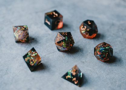 Amber Shards Sharp Edge Dice Set - Premium Resin RPG Dice