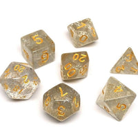 Clear Translucent Galaxy Dice Collection - 7 Piece Set