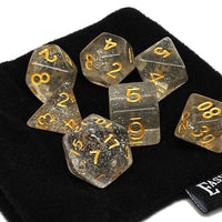 Clear Translucent Galaxy Dice Collection - 7 Piece Set