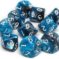 D10 Pack - Ten Count Pack of Teal and Grey Granite 10 Sided Dice