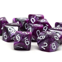 D10 Pack - Ten Count Pack of Purple and Grey Granite 10 Sided Dice