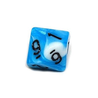 D10 Pack - Ten Count Pack of Cyan and White Swirl 10 Sided Dice