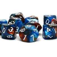 D10 Pack - Ten Count Pack of Cobalt and Copper Granite 10 Sided Dice