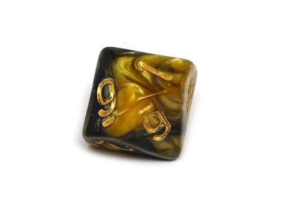 D10 Pack - Ten Count Pack of Yellow and Black Granite 10 Sided Dice