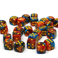 12mm D6 Dice - Cobalt and Copper Swirl - 25 Count Bag