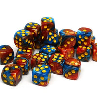 12mm D6 Dice - Cobalt and Copper Swirl - 25 Count Bag