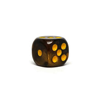 12mm D6 Dice - Yellow and Black Granite - 25 Count Bag