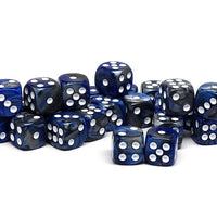 12mm D6 Dice - Blue and Silver Granite - 25 Count Bag
