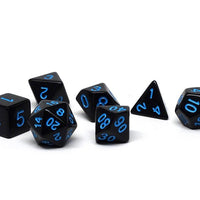 Black Opaque with Blue Numbering Dice Collection - 7 Piece Set