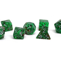 Green Translucent Speckle Dice Collection - 7 Piece Set