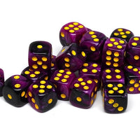 12mm D6 Dice - Purple and Black Swirl - 25 Count Bag