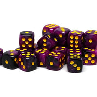 12mm D6 Dice - Purple and Black Swirl - 25 Count Bag