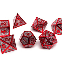 Heroic Dice of Metallic Luster -  Silver with Red Font