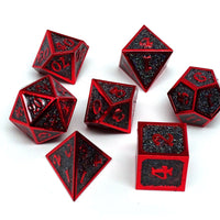Heroic Dice of Metallic Luster - Black with Red Font