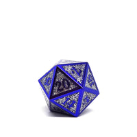 Heroic Dice of Metallic Luster - Single D20 Dice - Silver with Purple Font