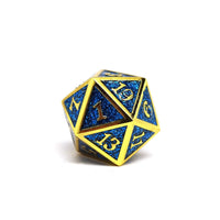 Heroic Dice of Metallic Luster - Single D20 Dice - Blue with Gold Font