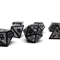 Heroic Dice of Metallic Luster -  Silver with Black Font