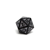 Heroic Dice of Metallic Luster - Single D20 Dice - Silver with Black Font